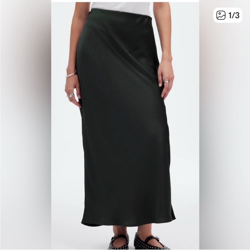 Madewell black slip skirt